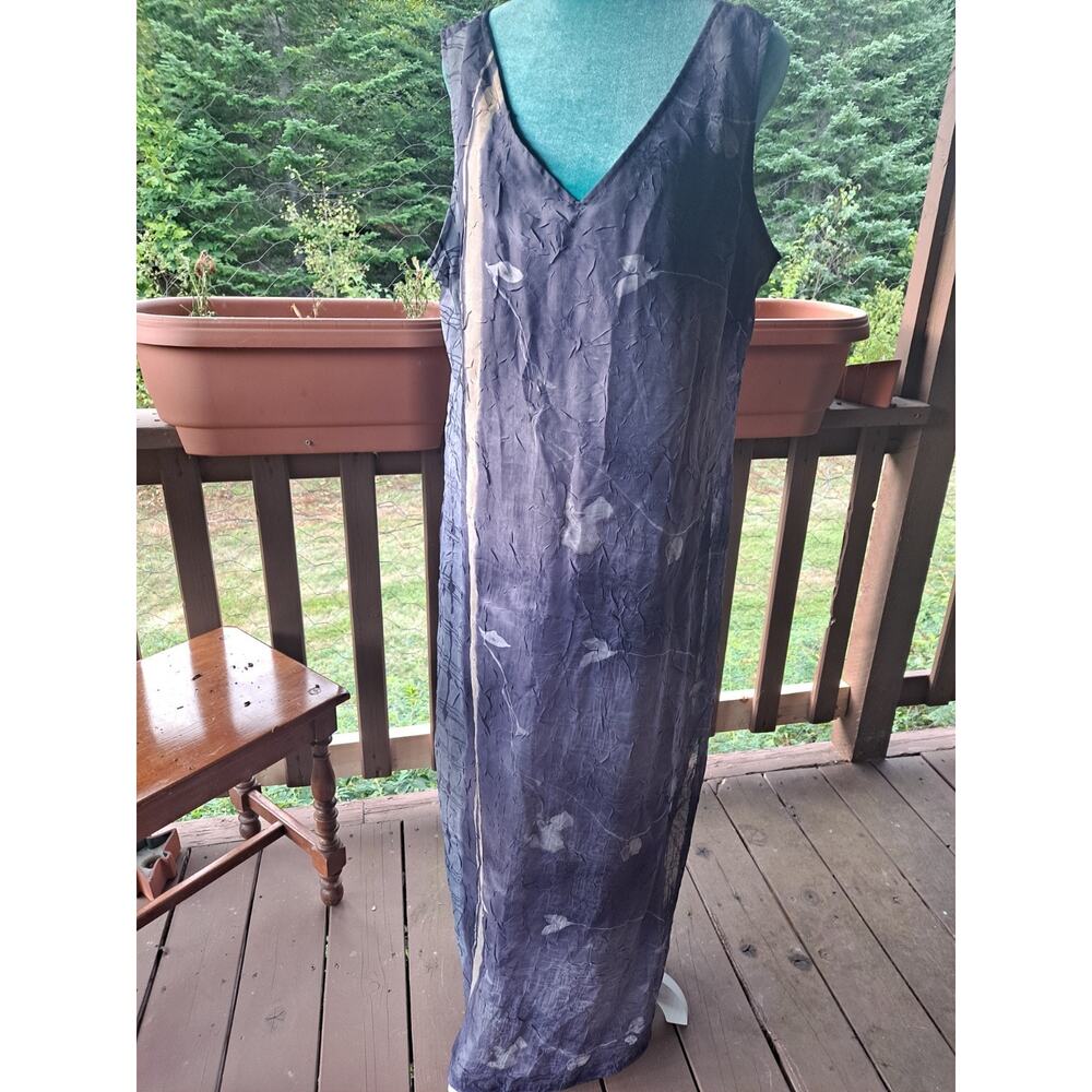 VTG Y2K Barbara Lerner Maxi Dress Blue Purple Pattern Boho minimalist Size XL